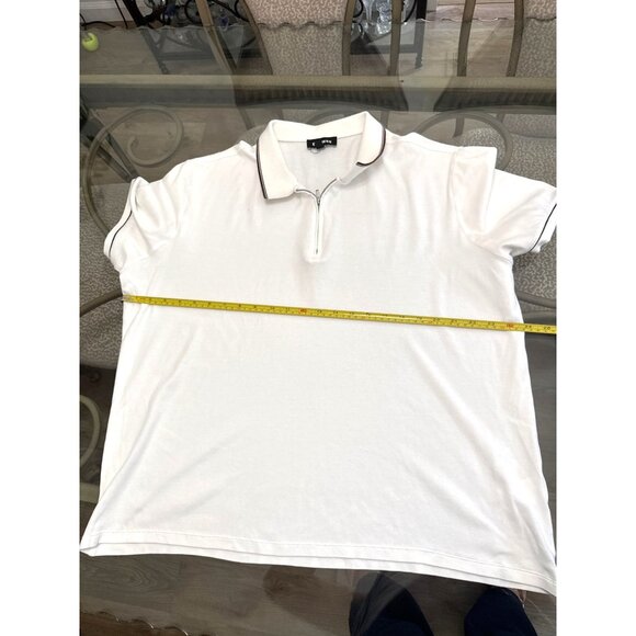 Mens White Express Polo Shirt XL With Contrast Trim & Quarter-Zip Collar - Picture 5 of 6